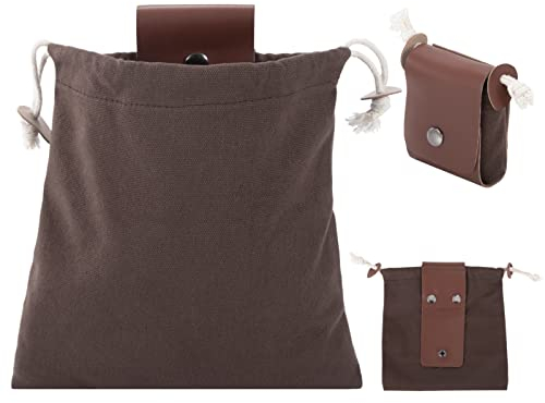 Canvas Bushcraft Tasche, Tasche für Futtersuche mit Kordelzug und Schnalle, Faltbare Leinwand Taillentasche Gürtel Aufbewahrungstasche für Camping Freien Radfahren Klettern, Braun