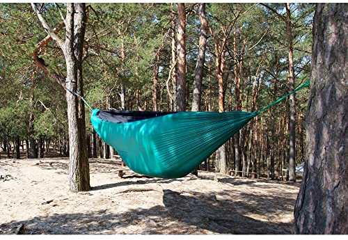 Treeup TU 610 Profi Outdoor Hängematte mit Moskitonetz, Nylon Ripstop, 330 x 150 cm, belastbar bis 250 kg (grün)