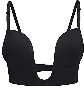 KOEMCY Reggiseno Schienale Scoperta da Donna Reggiseno a Forma di U Senza Ferretto Push up Bralette Profondo Scollo a V Reggiseno Senza Cuciture Removibile Imbottita Biancheria Intima