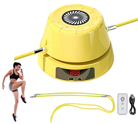 RUNOLIG Jump Rope Machine, Automatic Rope Skipping Machine 10 Gears, Electric Jump Workout Interaction Machine for kids & Adults, Intelligent Counting Rope Remote Control for Home Gym Party, Yellow