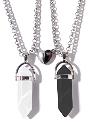 Colgante de piedra hexagonal de 1 pieza, collar de punta de rompecabezas de acero inoxidable, colgante de corazón de piedras preciosas de cuarzo, collar personalizado