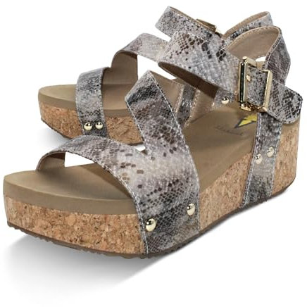 VOLATILE Pv118 Or Rose Snake-8 Femme-Sandales compensées, 39 EU
