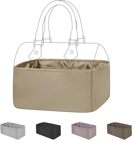DGAZ Handtasche Tasche Organizer, Seide Innentaschen für LV Speedy Nano/20/25/30/35/40/45 Tasche, Leicht Handtaschenorganisator für Handtasche (Etoupe Grey, Speedy 30)