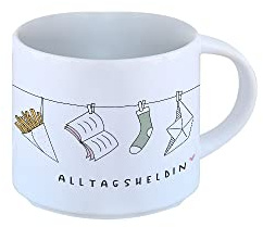 Odernichtoderdoch Tasse „Alltagsheldin“ - Kaffeebecher aus Keramik mit Motiv - Volumen 0.4 l weiß