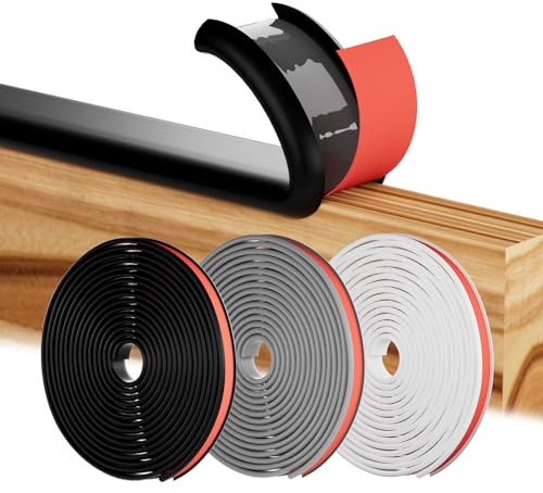 Ormein U-Shape Furniture Edge Banding, Self Adhesive TPE Flexible Edging Strip, Worktop Molding Edge Trim, Peel and Stick Veneer Edge Tape Protector, for Table, Cabinet, Shelf (12mm/2M, Black)