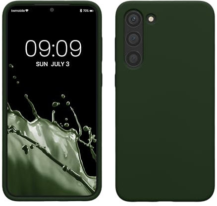 kwmobile Handyhülle für Samsung Galaxy S23 Plus Hülle - Case Silikon - Kabelloses Laden - Schutzhülle Cover in Dunkelgrün