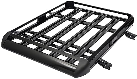 SUV Universal Aluminium Dachgepäckträger Korb, Groß Schwarz Dachzelt Auto, Gepäckträger Gepäckkorb, Korb Gepäck Fracht Träger, bis 68kg balastbar, 127x97cm Relingträger