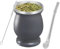 Yitobici Taza de mate, juego de tazas de té mate, con pajita y cepillo de limpieza, diseño con aislamiento de doble pared, para té mate (gris)