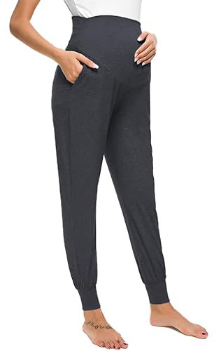 Pantalon de maternité baggy pour les femmes enceintes, pyjama, pantalon de jogging, pantalon long, pantalon de yoga pour femme, gris foncé, M