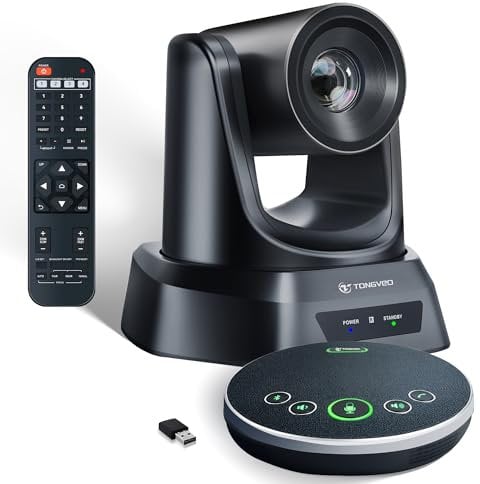 TONGVEO Conference Room Camera System with Bluetooth Microphone, 20X HDMI/USB PTZ Video Camera Kit for Meeting Education Church Works with Microsoft Teams, Zoom, OBS, PC(Cam+ Mic