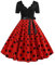 EFOFEI Femme Robe à Pois à Manches Courtes Robe à Carreaux à Manches Courtes Robe Hepburn Vintage Rouge XXL