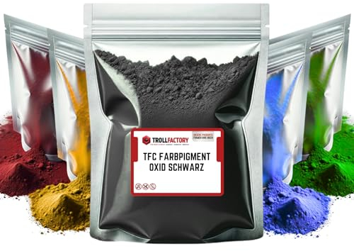 Pigmento de color negro TFC, polvo de pigmento de alta cobertura para fundiciones en relieve como Xyrarock, yeso, resina epoxi y hormigón, mate, resistente a la luz y resistente a la intemperie, 1 kg