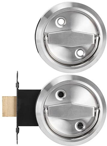 Serrure Double Face, Porte en Acier Inoxydable 304 Double Face pour Salle de Bain à Domicile pour Loquets, Boulons en Argent avec Poignée, Accessoires avec (argent (avec serrure))