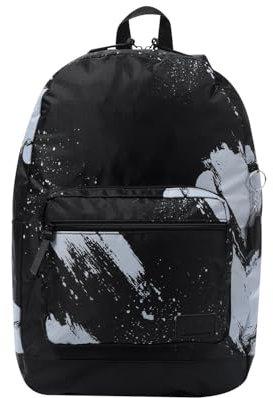 TOTTO - Mochila para Ordenador Portátil de 14 Pulgadas, Modelo Tocax, 2 Compartimentos, Bolsillo con Organizador y Porta Móvil, Bolsillo Botella, Espaldar Ergonómico, Estampado Brushy Negro