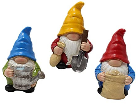 TINEASUR Gartenzwerge 3 Stück Kreative Harzfiguren Für Garten Hofdekoration Wetterfest Robust Lustige Zwergenornamente Für Innenhof Garten Und Terrasse