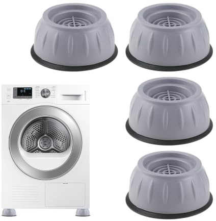 4 pièces Patins Anti-Vibration pour Machine à Laver Grand Format, Réduction du Bruit, Antidérapant, Surélevé, Protection Sols et Appareils, Adapté aux Pieds de 47mm, Installation Facile