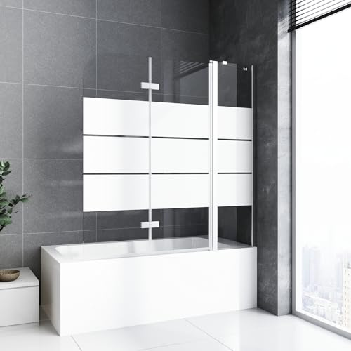 Gestreift Badewanne Duschwand 140x140cm mit Stabilisierungsstange Duschwand 2 teilig faltbar Glas Badewanne Duschwand Duschabtrennung Badewannenaufsatz