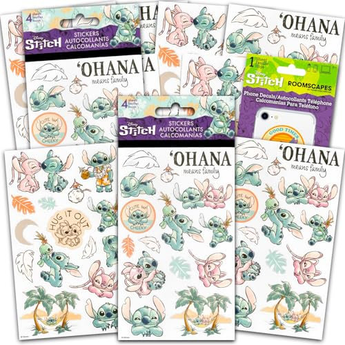 Disney Stich- und Engel-Aufkleber für Kinder, Partyzubehör, Bündel mit 100 Lilo- und Stichaufklebern für Partyzubehör, Goodie-Tüten, Bastelarbeiten und mehr, Großpackung Geburtstagszubehör für Mädchen