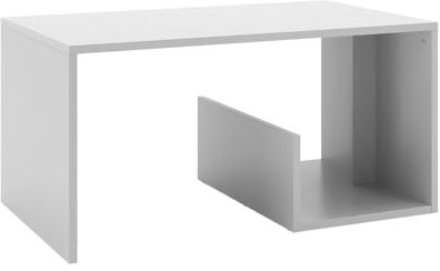 Vicco Couchtisch Lonar, Couchtisch mit der Ablage, Weiß, 80 x 46.6 cm