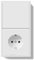 BSEED LIFE Interruptor con Enchufe Montaje Empotrado,1 Gang 1 vía,Schuko Enchufe de Pared con Marco de PC,Interruptor de Botón con Abrazaderas y Garras Para cables,Fácil Instalación,150 x 80 mm Blanco