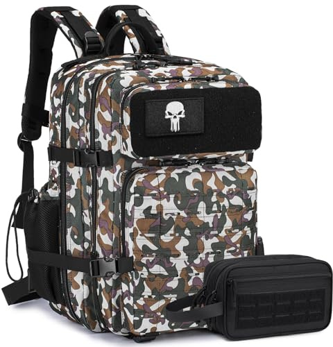 BAGROUPS 45L Wanderrucksack Herren Wasserdicht Militär Taktischer Rucksack 3 Tage Armee Assault Pack Bag Mit 17 Zoll Laptop Kabine Tragbar Tagesrucksäcke für Survival Camping Outdoor Fahrrad Braun