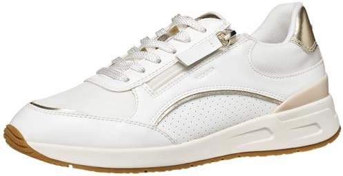 Geox Damen D BULMYA B Sneaker, White/LT Gold, 36 EU