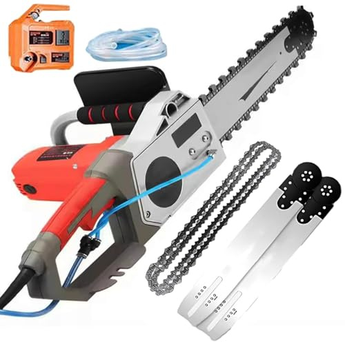 HNBYLMM Electric Concrete Chain Saw, 6000RPM Handheld Chainsaw Wall Cutter, Electric Diamond Chain Saw, Concrete Wall Cutting Machine, with Water Fed Dust Suppression, Powerful,35CM