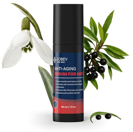 Lobey Anti-Aging Serum für Männer – Straffendes Männer-Serum gegen Falten mit Hyaluron, IBR-Snowflake & MARSturizer – Beruhigt nach der Rasur – Naturkosmetik für Vitale & Glatte Haut (30 ml)