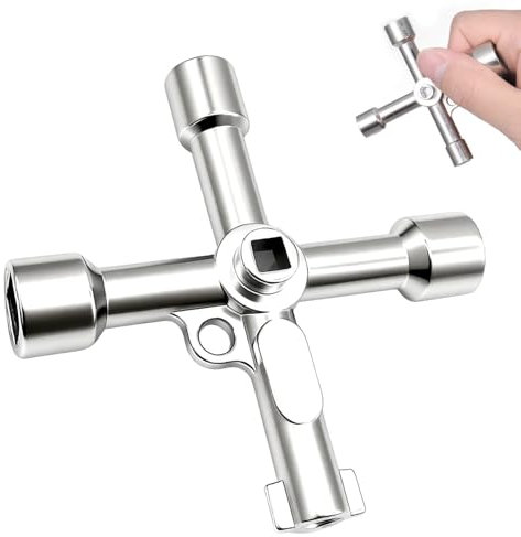 iwontalersy Clé Triangle Multifonction 4 Voies,Clé à Interrupteur Croisé Universel,pour Boîtes Électriques,Gaz,Eau,Compteurs Électriques et Armoires