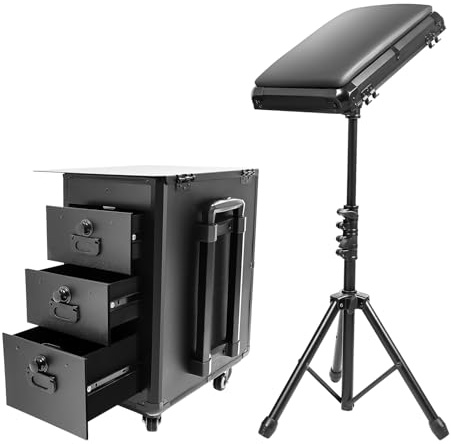 Aangeebone Kosmetikkoffer Trolley mit Armlehnenständer,Kosmetikkoffer Trolley Tattoo Koffer,Tattoo Tisch Beauty Stand,mit 3 Schubladen und 4 Universalrädern,für Kosmetik Aufbewahrung Schminkkoffer