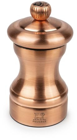 PEUGEOT - Salzmühle Bistro Chef 10 cm - Klassische Mahlgradeinstellung - Innovatives Zirlion-Mahlwerk für pulverfeines Salz - Aus Edelstahl - Französisches Know-how - Kupferfarben