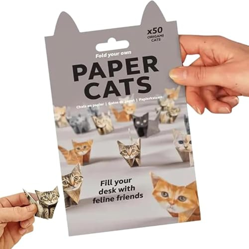 Gaumauwau Origami Katzen, Paper Cats Origami, 50 Blätter 3D Origami Katzen Bastelset, DIY Papierkatzen Kit Kreative Papierkatzen Dekoration & Geschenk für Katzenliebhaber