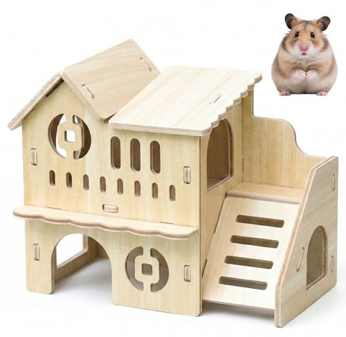 Casetta per Criceti in Legno, Casetta Criceto ad Angolo per Porcellini d’India, Casa in Legno per Criceto per Animali di Piccola Taglia Come Criceti Nani, Gerbilli