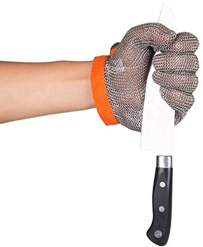 ThreeH Schnittfeste Handschuhe Rostfreier Stahl Netzhandschuhe für Metzger, Restaurantarbeit, Fleischverarbeitung, Schneiden,GL08 XL (1 Stück) Empfohlen, eine Nummer kleiner zu kaufen
