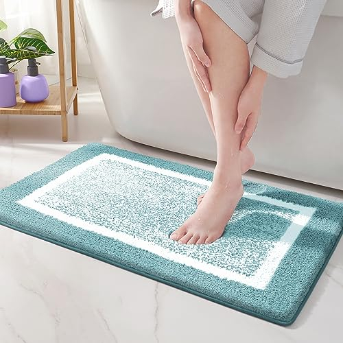 Color G Bath Mat, 50 x 75 cm, Bathroom Rug, Non-Slip, Soft Bath Mat, Machine Washable, Microfibre Absorbent Rug for Bathroom (Green)