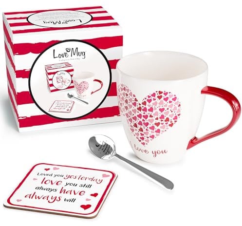 Love Mug®: A Romantic Valentines Gift for Your Wife, Husband, Girlfriend Or Boyfriend. Featuring A Large Mug with A Printed Message Inside, A Coaster and Engraved Teaspoon. Award Winning UK Retailer