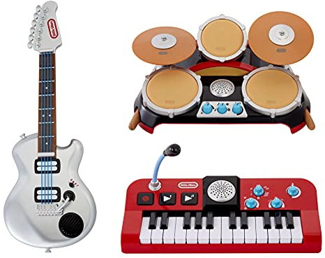 little tikes My Real Jam Erstes Konzert Set – E-Gitarre, Schlagzeug & Keyboard mit Koffer - 4 Spielmodi, Lautstärkeregler, Bluetooth-Konnektivität - Für fantasievolles & kreatives Spiel - Ab 3 Jahren