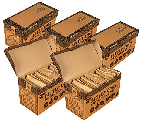 Logpile - Kiln Dried Oak Hardwood Little Logs (5 boxes) | Perfect for Pizza Ovens, Fire Pits & Stoves | Mini Logs for Oak Wood-Fired Cooking | Quick Lighting & High Heat | 4kg Eco-Friendly Boxes