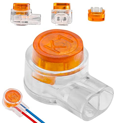 hb-digital UY-D Einzeladerverbinder K1 Schwachstromverbinder für Fernmelde-/Signalkabel | Kabelschnellbinder zum Crimpen von 2 Adern - Telefonkabel, Netzwerkkabel - 100 Stück
