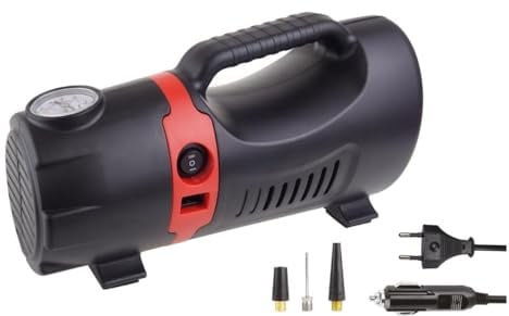 AMiO 02383 Luftkompressor mit Zigarettenanzündersteckdose Handgriff im Gehäuse