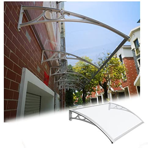 Vordach Haustür Überdachung, Transparent Polycarbonat Überdachung Schutz Mit Metall Halterung, Draussen Regen Schnee Beschützen Startseite Zum Vorbau Balkon Garten ( Farbe : Klar , Größe : 80X115CM )