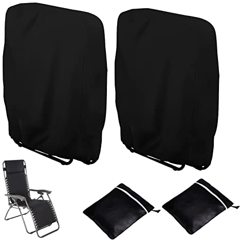Ulikey Klappstühle Abdeckung, 2 Stück Winddicht Anti-UV Wasserdicht Gartenstühle Schutzhülle für Liegestuhl Faltstuhl Konferenzstuhl Deckchair Klappbar Gartenmöbel, mit Aufbewahrungstasche (Schwarz)