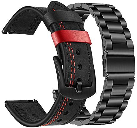 TRUMiRR Ersatz für Huawei Watch GT 4 46mm/GT 3 Pro 46mm/GT 46mm/GT 2 Pro Leder Armband, 22MM Edelstahl Gewebtes Mesh Metall Armband Ersatzband für Amazfit GTR 3 Pro/Xiaomi Mi Watch