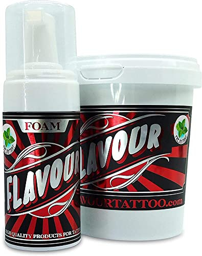 FlavourTatoo - Vaseline 500 ml + mousse 110 ml - Pour les tatouages ​​- Micoblading - Micropigmentation - Fresh Mint