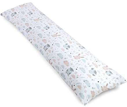 Totsy Baby Seitenschläferkissen mit Bezug Baumwolle 40 x 145 cm - Komfortkissen Schlafkissen Seitenschläfer Body Pillow Seitenschlafkissen Eulen
