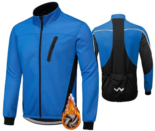 HOMTOL Herren Fahrradjacke Polarfleece-Futter Wasserdicht Winter Thermal Radjacke winddicht regenfest dicke Jacke Fleecejacke radtrikot Atmungsaktive Fahrrad Windjacke für Radsport MTB Laufen Wandern