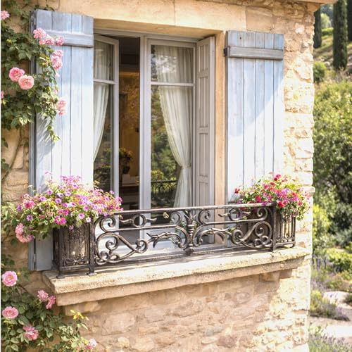 Déco fer Forgé- APPUI DE FENETRE- Grille Protection à Sceller 1100 mm x 210 mm-Porte Balcon Fenetres- Garde Corps Carré diam 12 mm- Style Haussmannien Interieur Exterieur Utilisation Facile Garantie