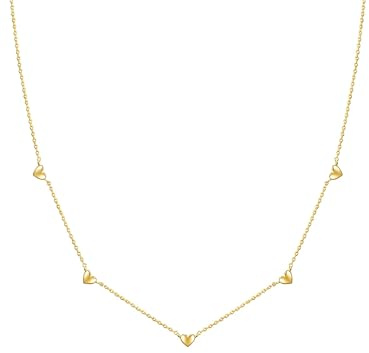 GLANZSTÜCKE MÜNCHEN Damen Kette 925/- Sterling Silber gelbgold | gelbvergoldet 18 Karat, Ankerkette, Herz, Federring