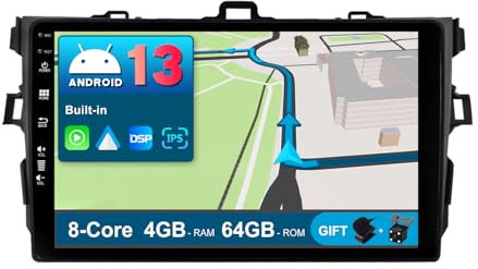 JOYX Android 12 IPS Autoradio Passt für Toyota Corolla E140 E150 (2006-2013) - 4G+64G - Eingebaut DSP/Carplay/Android Auto - Kamera + MIC - 9 Zoll 2 Din -Lenkradsteuerung WiFi DAB 360-Camera Fast-boot