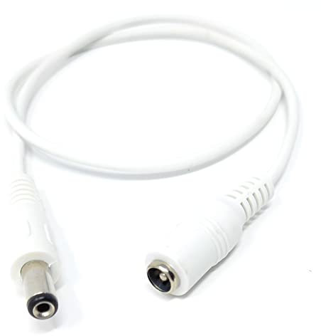 50cm short 5.5mm x 2.1mm DC Power Plug to Socket Male to Female CCTV LED Modem Router Music Instruments Extension Lead Cable 1.6ft White